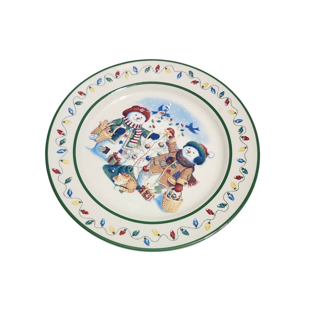 Vintage 1999 Longaberger Snow‎ Friends Flurry & Snowball Christmas Plate 9"